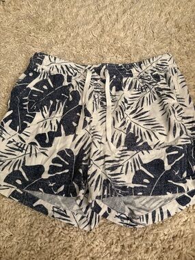 Nautica Navy and White Tropical Print Women's Shorts